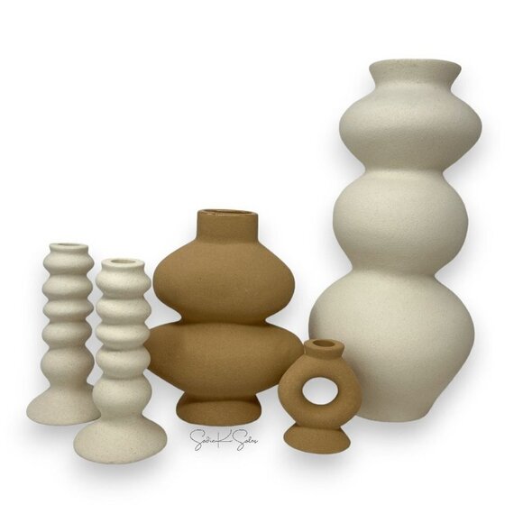 Threshold Short Ceramic Organic Modern Taper Candle Holder - Picture 4 of 4